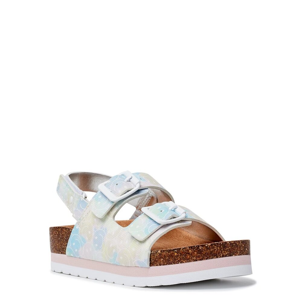 Girls Platform Comfort Cork Adjustable Sandals Size 4 & 5 Classic Dual Strap - Picture 5 of 10